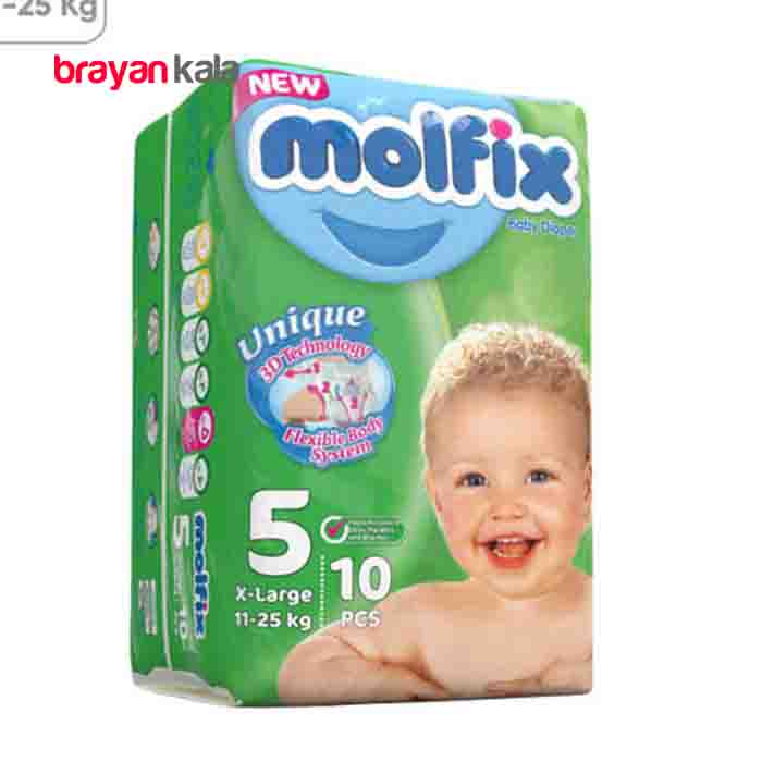عکس اصلی پوشک مولفیکس سایز 5 (x_large) بسته 10عددی