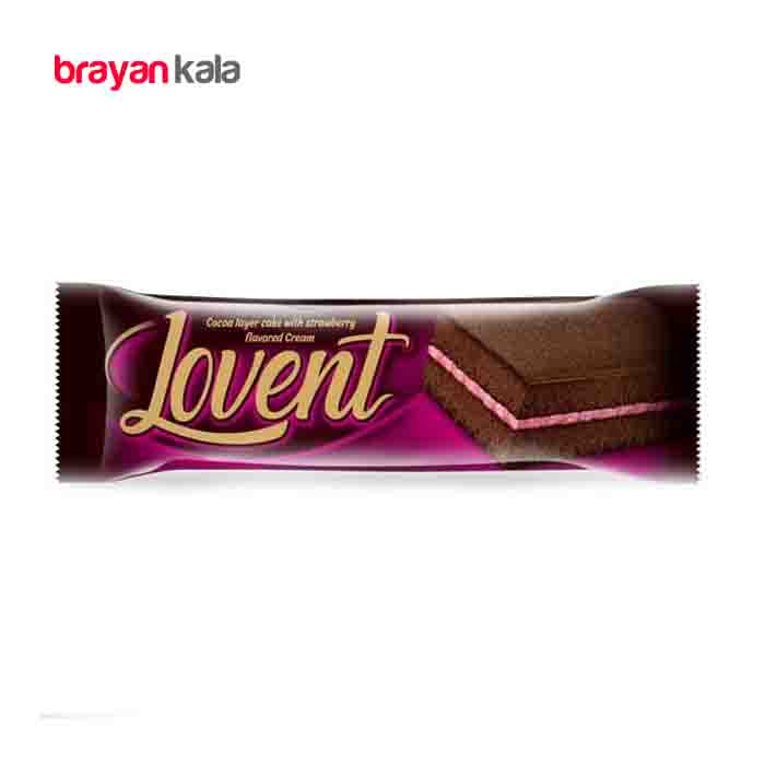 عکس اصلی کیک لایه ای کاکائویی با کرم توت فرنگی لاونت (Lovent)
