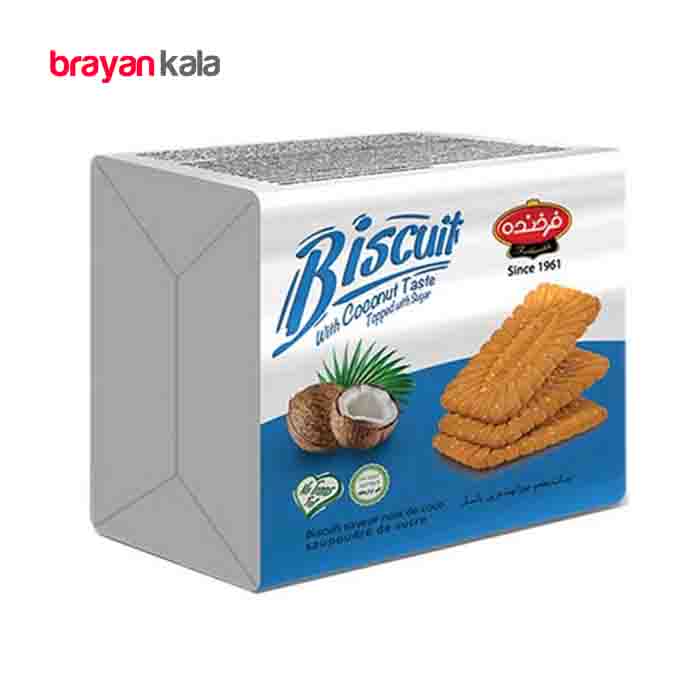 عکس اصلی بیسکویت نارگیلی فرخنده 240 گرمی