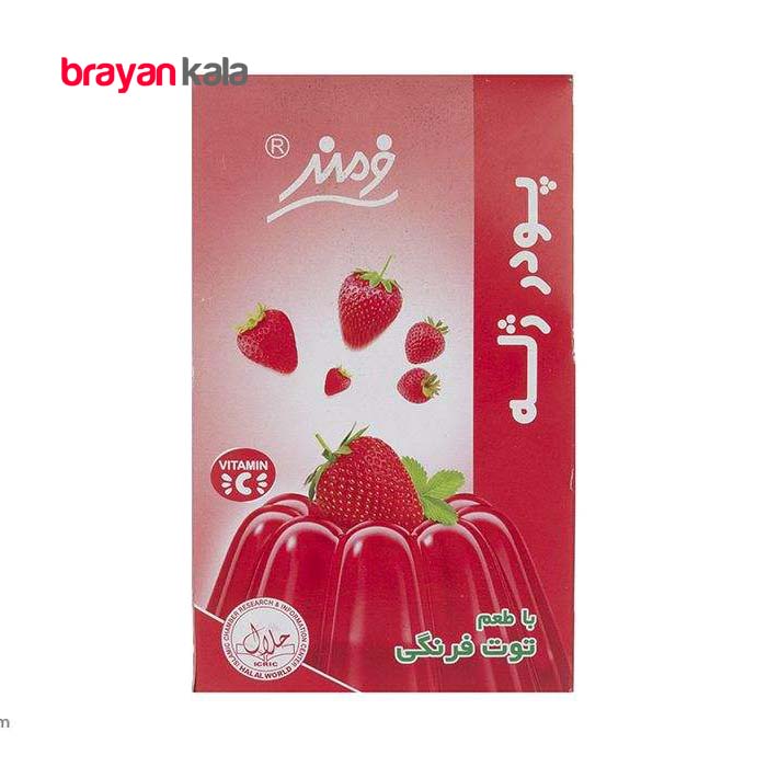 عکس اصلی پودر ژله توت فرنگی فرمند مقدار 100 گرم