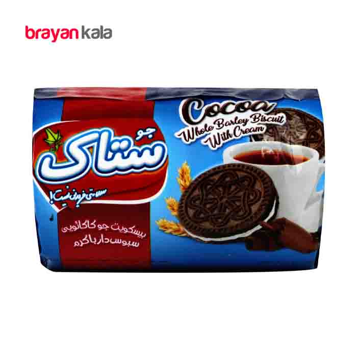 عکس اصلی بیسکویت 140گرمی جو کاکائویی سبوس دار با کرم ستاک